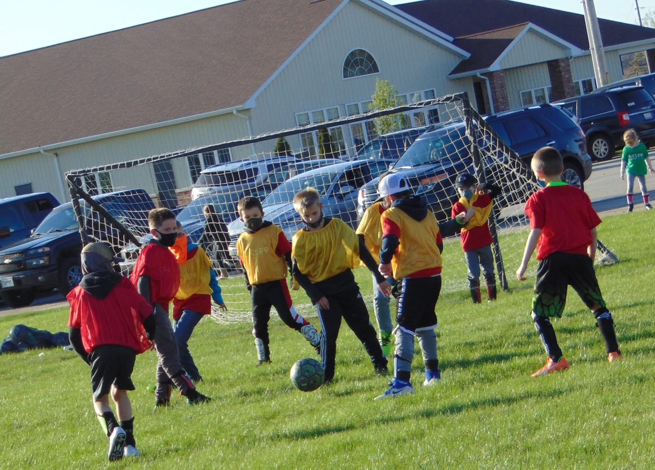 Kids playing soccer